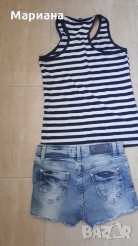 Къси дънкови панталонки с потник и болеро , снимка 5 - Детски комплекти - 29288683