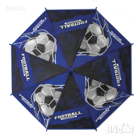 Детски син автоматичен чадър футбол 66 см_1242370