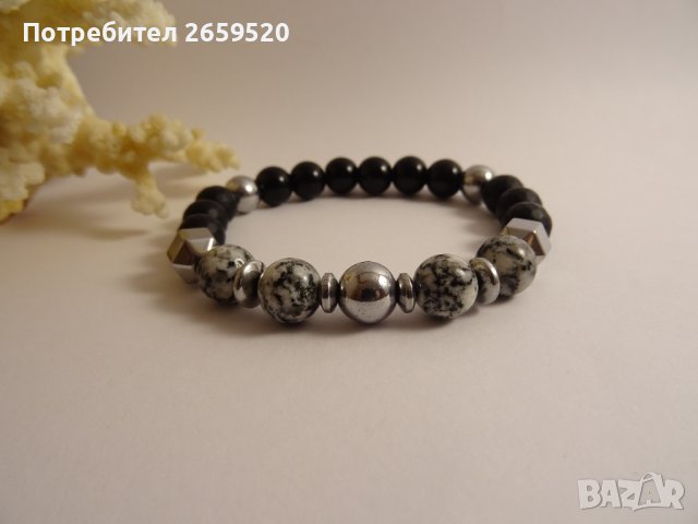 Водоустойчива мъжка гривна от естествени камъни