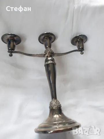 Сребърен свещник, снимка 7 - Антикварни и старинни предмети - 48957967