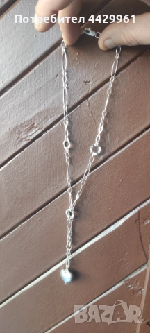 Дамско сребърно колие със сърце 3901, снимка 2 - Колиета, медальони, синджири - 52772930