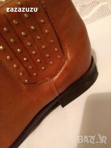 ЕСТЕСТВЕНА КОЖА дамски боти, цвят карамел, снимка 2 - Дамски боти - 31001620