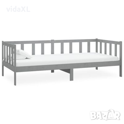 vidaXL Дневно легло, сиво, бор масив, 90х200 см(SKU:806937, снимка 1