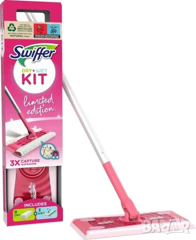 Swiffer Dry + Wet Kit Limited Edition – Комплект моп за сухо и мокро почистване розов