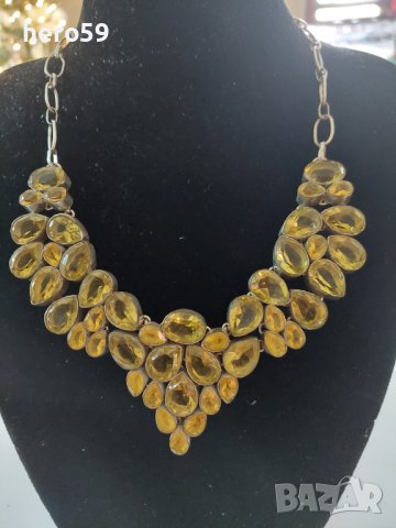 Сребърно колие 925 с  цитрини/ювелирен уникат/сребро 925, снимка 1