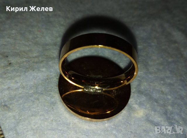 BVLGARI ПОЗЛАТЕН МАРКОВ СЕДЕФЕН АРТ ПРЪСТЕН БУЛГАРИ от БЛАГОРОДНА НЕРЪЖДАЕМА СТОМАНА 38916, снимка 16 - Пръстени - 42082394