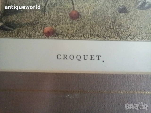 Стара Английска Картина "КРИКЕТ", снимка 3 - Антикварни и старинни предмети - 51698473