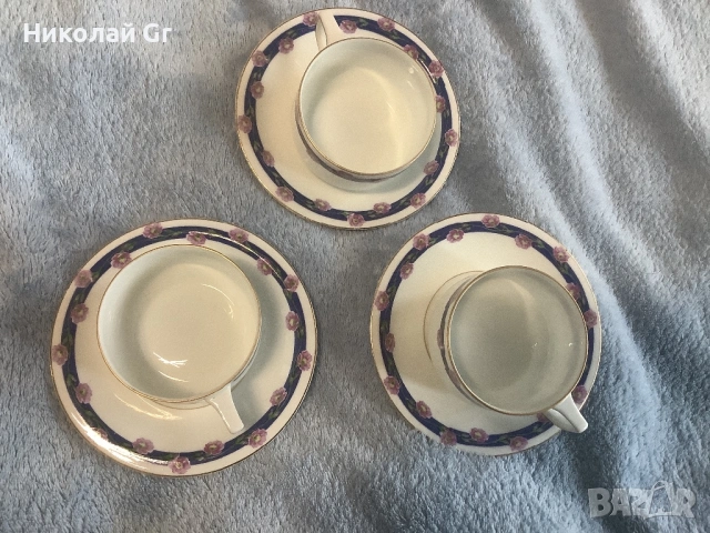 Чаша за мока с чинийка висококачествен порцелан  произведено в Германия до 1939 години , снимка 2 - Антикварни и старинни предмети - 54065897