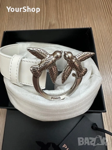 Колан Pinko в бял цвят със сребърна катарама, снимка 2 - Колани - 54059326