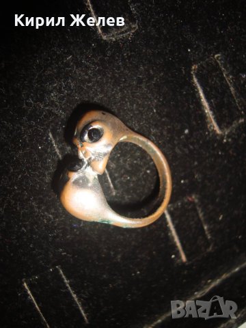 2 ЦЕЛУВАЩИ се ЗМИИ СТАР МЕДЕН ПОСРЕБРЕН ПРЪСТЕН 17538, снимка 3 - Пръстени - 31230633