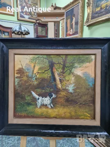 Чудесна антикварна авторска майсторска картина масло върху платно , снимка 3 - Картини - 48982186