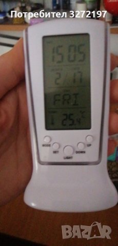 LED Цифров часовник/будилник със синя подсветка, електронен календар, термометър, Аларма , снимка 14 - Други - 40439214