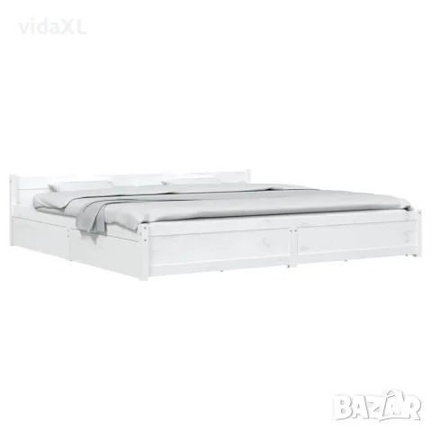vidaXL Рамка за легло с чекмеджета, бяла, 180x200 см, Super King, снимка 3 - Спални и легла - 56146650
