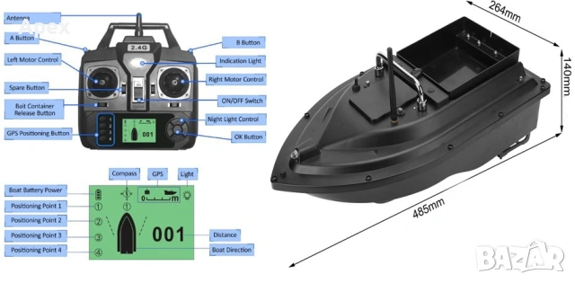 GPS Лодка за Захранка с Автопилот. Риболовна Лодка с Точен GPS и Дистанционно. Bait Boat за Шаран, снимка 6 - Екипировка - 54006613