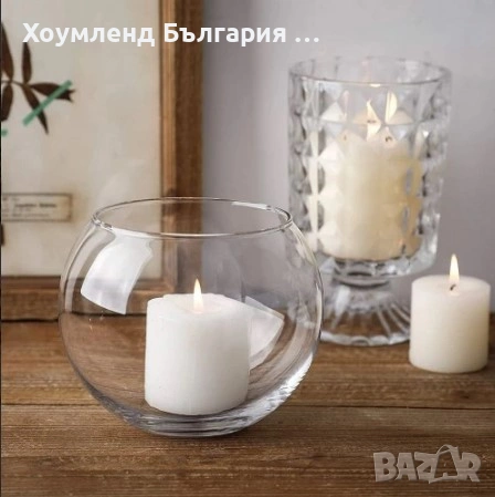 Стъклена ваза с кръгла форма, снимка 4 - Вази - 54331347