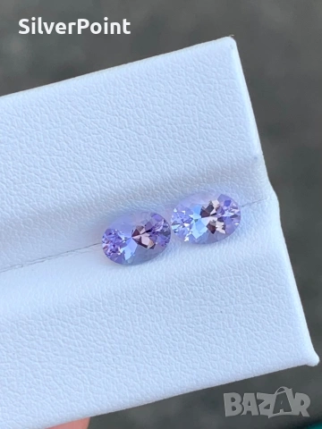 Танзанити чифт овал с швейцарски сертификат , снимка 2 - Други - 54025342