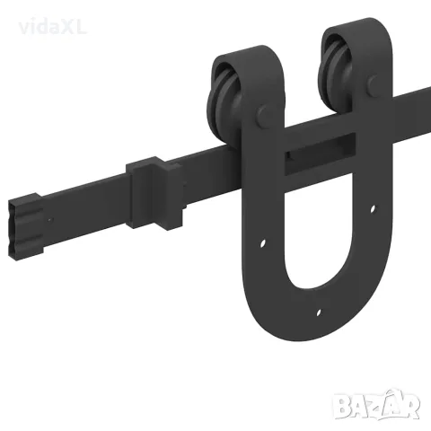 vidaXL Комплект механизъм за плъзгаща врата, 183 см, стомана, черен, снимка 10 - Железария - 56147423