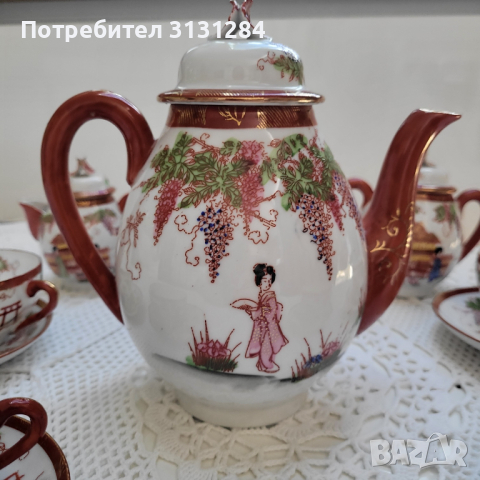 Старинен сервиз за кафе Amari Гейша литофания Япония 30-те, снимка 7 - Други ценни предмети - 44926842