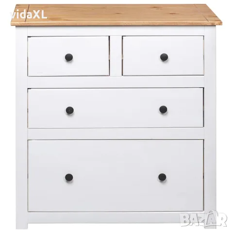 vidaXL Сайдборд, бял, 80x40x83 см, бор, стил Панама, снимка 5 - Бюфети - 56146534