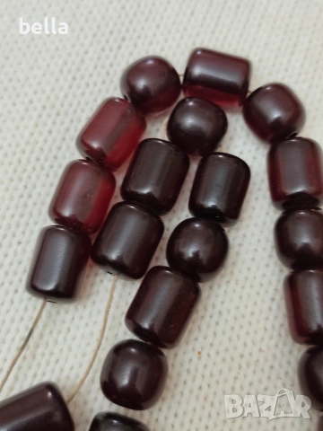 Антикварна броеница – Стар вишнев материал (88.4 гр)., снимка 2 - Антикварни и старинни предмети - 54163319