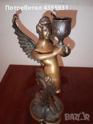 Бронзов стар античен свещник старинен свещник , снимка 3 - Антикварни и старинни предмети - 48899303