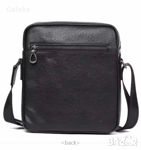 Мъжка елегантна дизайнерска чанта за през рамо /Черна естествена кожа!, снимка 12 - Чанти - 53260461
