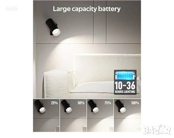 LED стенни лампи, комплект от две стенни лампи с акумулаторни батерии, 12RGB и 3CCT димируеми,, снимка 9 - Друга електроника - 54065865