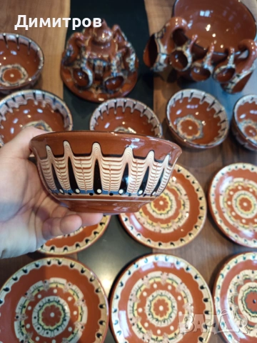 Комплект традиционна троянска писана керамика, снимка 3 - Антикварни и старинни предмети - 53942462