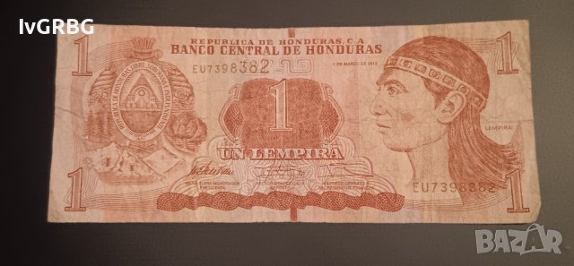 1 лемпира Хондурас 2012 , Банкнота от  Хондурас , снимка 1 - Нумизматика и бонистика - 42868352