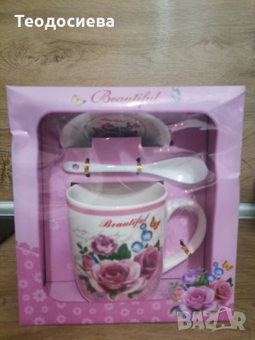 Сет чаша с паничка и лъжичка , снимка 2 - Чаши - 35465967