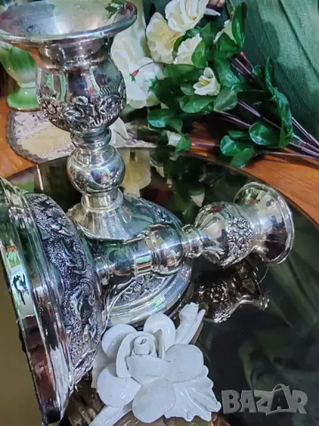 Комплект изключително красиви свещници с богати, изящни гравюри., снимка 6 - Други - 48827486