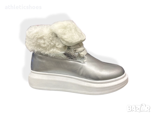 Дамски кецове отоплени в черно и сребристо, снимка 6 - Кецове - 47700152