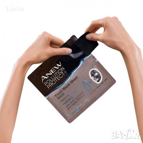 Черна лист-маска за лице Anew 3 броя, снимка 3 - Козметика за лице - 30407730