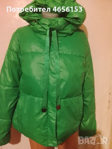 ДАМСКО ЗЕЛЕНО ЯКЕ С КАЧУЛКА - Размер М / L, снимка 2 - Якета - 53331711
