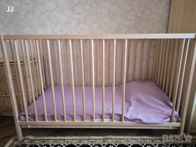 СПЕШНО SNIGLAR бебешко креватче, 60x120 см, бук с матрак, снимка 3 - Бебешки легла и матраци - 52946547