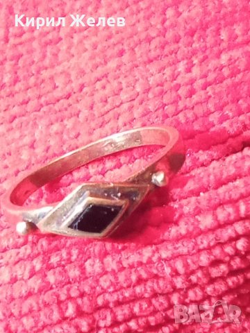 СТАРИНЕН БРОНЗОВ ПРЪСТЕН с РОМБОИДЕН ШЛИФОВАН ЧЕРЕН ОНИКС МАЙСТОРСКА РЪЧНА АРТ-ДЕКО ИЗРАБОТКА 8487, снимка 3 - Антикварни и старинни предмети - 34831035