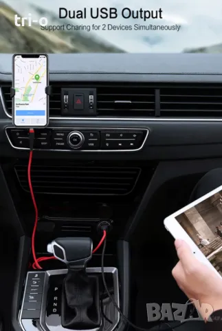 FLOVEME Универсална поставка за телефон за автомобил+мини зарядно за кола 5V/3.1A Dual USB, снимка 10 - Зарядни за кола - 48256903