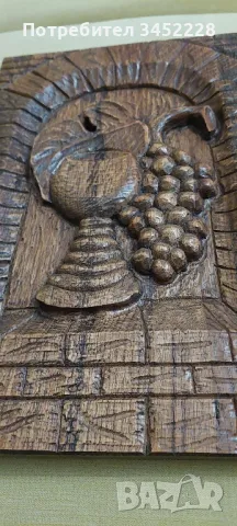 дърворезба масив пано 44см 30см , снимка 2 - Пана - 50305266