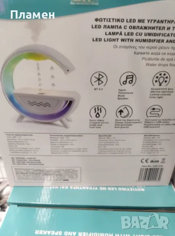 Led лампа с овлажнител дифузер с тонколона и Bluetooth 23х23х8 см.USB, снимка 8 - Други - 48317436