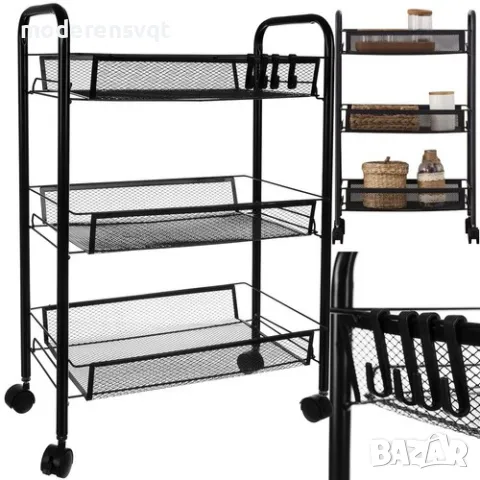 Мобилна кухненска метална етажерка 3 реда