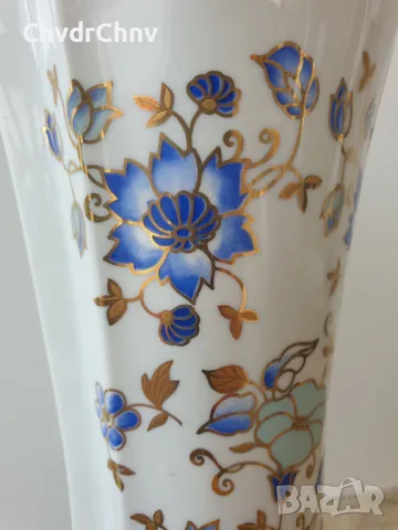 Limoges 26см/Лимож стара френска порцеланова ваза/цветя-злато, снимка 5 - Вази - 49247193