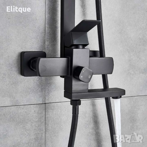 Комплект душ колона, стенен монтаж, двойно управление, керамика, 131-200 мм, черна, снимка 9 - Други стоки за дома - 52854058