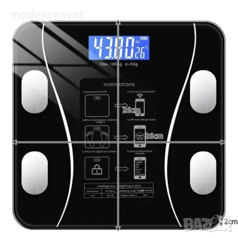 Умна LCD везна кантар до 180кг, снимка 4 - Електронни везни - 50347448