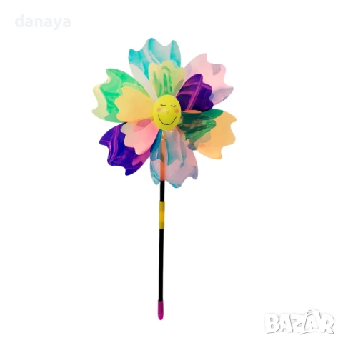 5949 Декоративна вятърна въртележка със светлоотразяващи цветове, 48 см, снимка 3 - Градински мебели, декорация  - 50684199