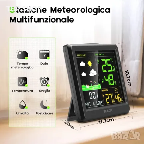 Безжична метеорологична станция Baldr, радиоуправляема с температура и влажност, снимка 13 - Друга електроника - 48780153