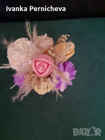 Букет от соеви свещи , снимка 3 - Изкуствени цветя - 54115302