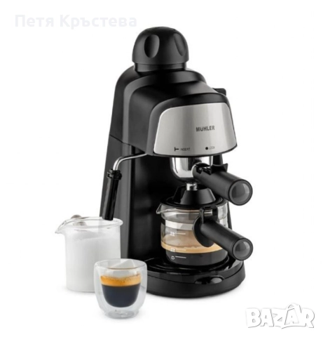 Комплект еспресо машина MUHLER MCM-33 + 2 стъклени чаши Luigi Ferrero Caffeina 80ml FR-8012 ПОДАРЪК , снимка 3 - Кафемашини - 51628803