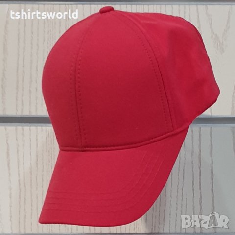 Нова изчистена шапка с козирка в червен цвят, микрофибър, снимка 1 - Шапки - 37505726