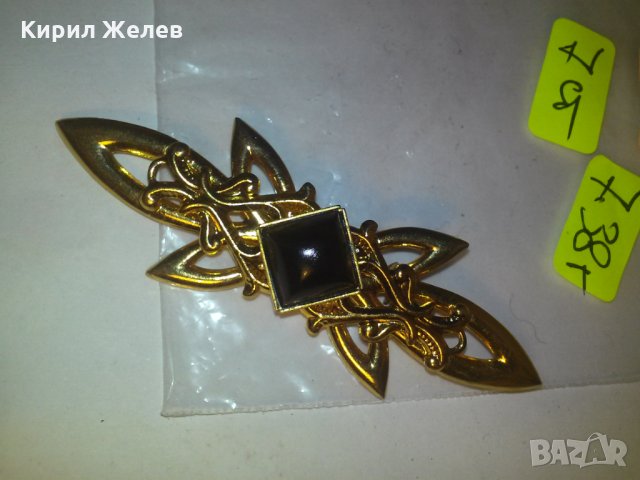 ПОЗЛАТЕНА СТАРА ФЛОРАЛНА БРОШКА ЦВЕТЕ и КАМЪК 41560, снимка 8 - Антикварни и старинни предмети - 29815073