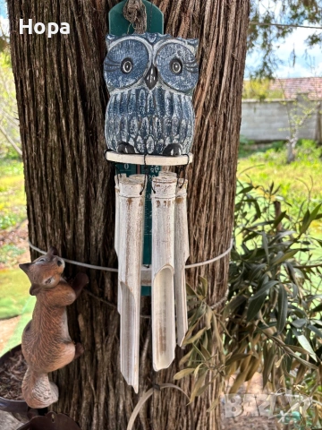 Вятърен звънец от дърво и бамбук Бухалче, снимка 7 - Декорация за дома - 54156937